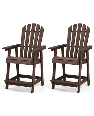 Gymax 2PCS Bar Stool Hdpe Chair w/ Armrest Footrest Home Indoor Outdoor Patio