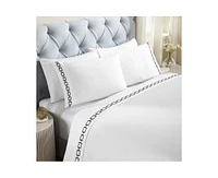 Superior Chain Links Cotton Embroidered Deep Pocket Bed Sheet Set