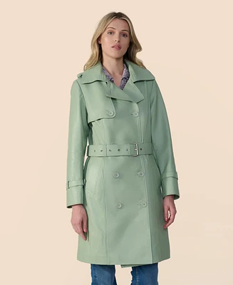 Furniq Uk Women's Leather Trench Coat, Created for Macy's