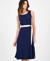 Connected Women's Two-Tone Tie-Waist Dress