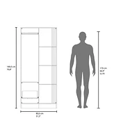 Ferndale Armoire, 1 Door, 1 Drawer, 4 Shelves, White/Natural Oak