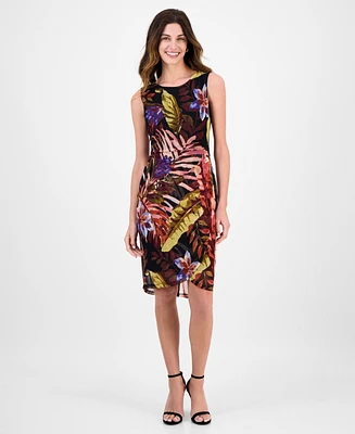 Connected Women's Mesh Side-Pleated Sheath Dress