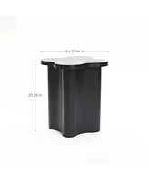 LuxenHome Black Modern Cloverleaf Mdf Wood Side Table
