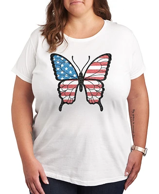Hybrid Apparel Plus Americana Butterfly Graphic Crew Neck T-Shirt
