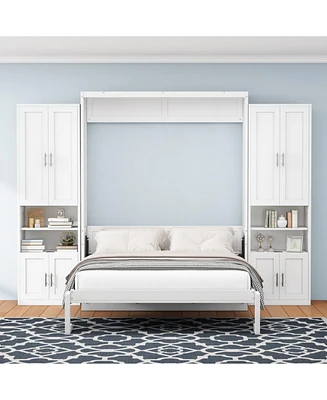 Murphy Bed with Storage Shelves, Desk Combo, Queen Size