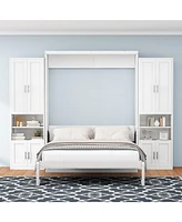Murphy Bed with Storage Shelves, Desk Combo, Queen Size