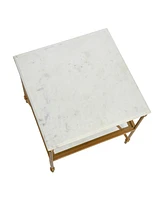 Creative Co-op 24" Marble and Metal Libertine Genuine Ogee Edge Square End Table