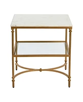 Creative Co-op 24" Marble and Metal Libertine Genuine Ogee Edge Square End Table