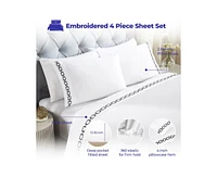 Superior Chain Links Cotton Embroidered Deep Pocket Bed Sheet Set