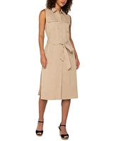 Liverpool Los Angeles Women's Sleeveless Tie-Waist Shirt Dress