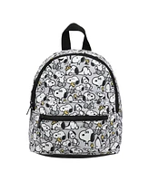 Peanuts Snoopy & Woodstock Fuax Leather 10.6" Gray Mini Backpack