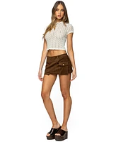 Edikted Women's Asymmetric Studded Faux Suede Mini Skort