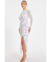 Quiz Women's Floral Flocked Mesh Maxi Dress