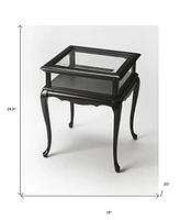 Tempered Glass Rectangular End Table with Polished Edges