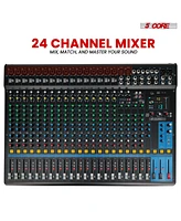5 Core Dj Audio Mixer 24 Channel Stereo Sound Board w 256 effects Usb Bluetooth 48V Phantom Power
