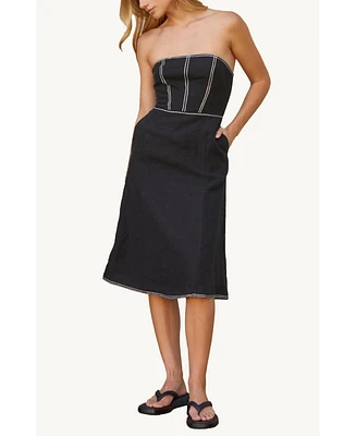Crescent Women's Lesli Contrast Stitch Tube Midi Dress