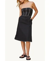Crescent Women's Lesli Contrast Stitch Tube Midi Dress