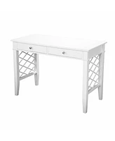 43" White Writing Desk With Two Drawers