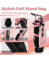 Junior Complete Golf Club Set Right Hand with Rain Hood for Kids-Pink