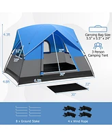 3 Person Outdoor Camping Tent with Removable Floor Mat for Camping Hiking Traveling