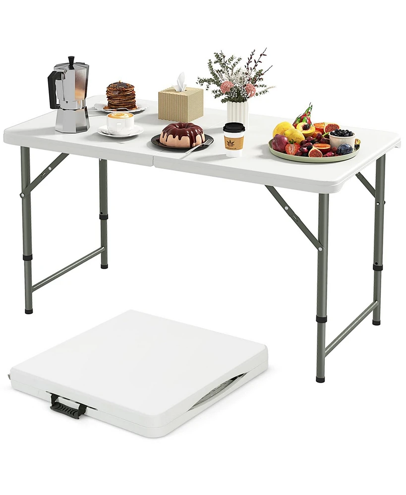 4 Feet Portable Camping Table with Hdpe Tabletop and Metal Legs