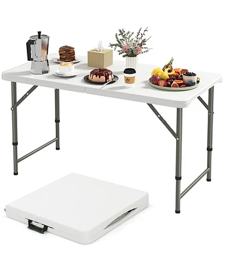 4 Feet Portable Camping Table with Hdpe Tabletop and Metal Legs