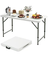 4 Feet Portable Camping Table with Hdpe Tabletop and Metal Legs