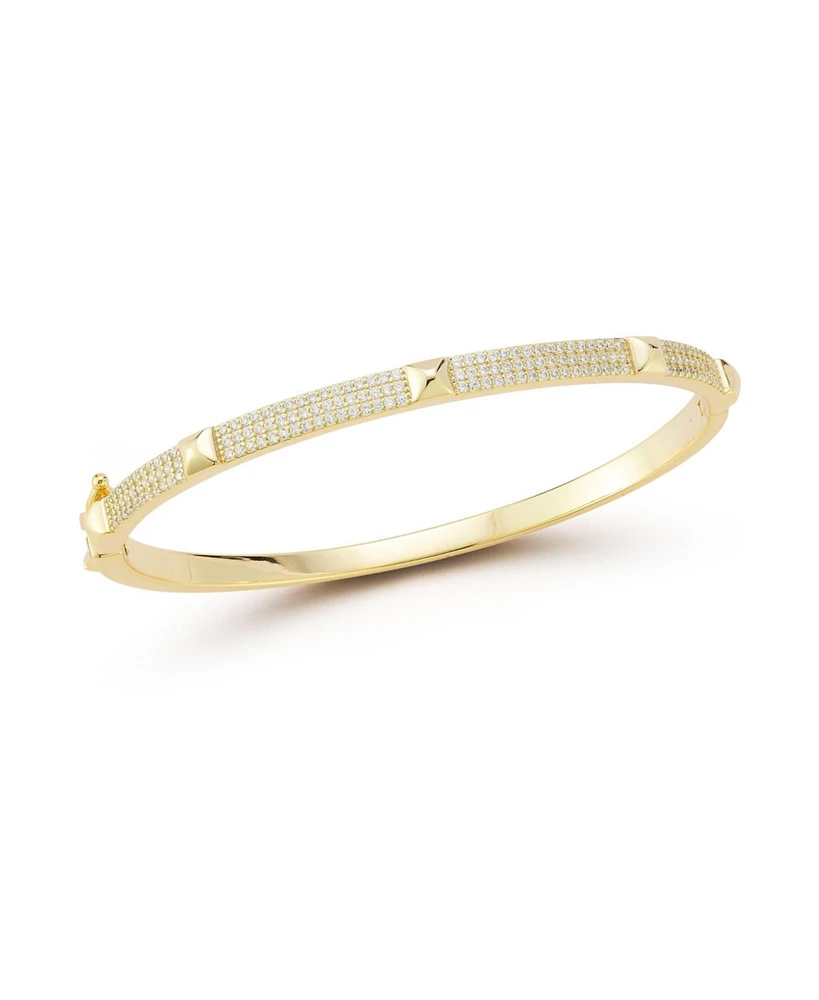 Rachel Zoe 14K Gold Plated Sterling Silver Nail Head Pave Bangle