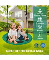 40 Inches Saucer Tree Swing Round with Adjustable Ropes and Carabiners