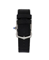 Pre-Owned Cartier Must de Cartier Tank Quartz Watch in Stainless Steel and Leather 25mm