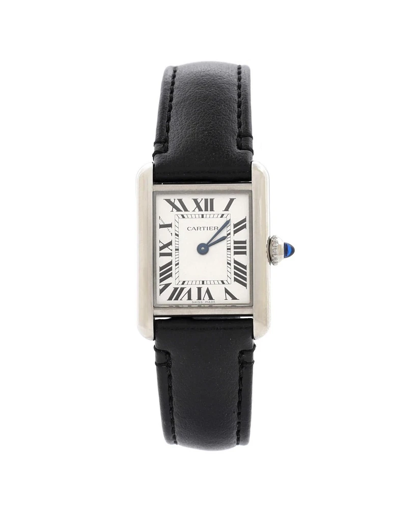 Pre-Owned Cartier Must de Cartier SolarBeat Tank Quartz Watch in Stainless Steel and Leather 22mm