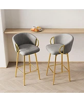 Set of 2 Modern 30 Inch Swivel Bar Stools with Upholstered Seats and Metal Legs Stylish Counter Height Chairs for Kitchen Dining or Home Bar-The Pop H