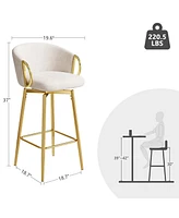 Set of 2 Modern 30 Inch Swivel Bar Stools with Upholstered Seats and Metal Legs Stylish Counter Height Chairs for Kitchen Dining or Home Bar-The Pop H