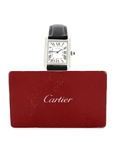 Pre-Owned Cartier Tank Solo Quartz Watch in Stainless Steel and Leather 24mm