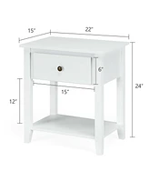 Gymax 2PCS Nightstand Sofa End Side Table W/ Storage Drawer Bottom Shelf