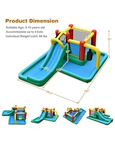Inflatable Water Slide Climbing Bounce House with Tunnel and 735W Blower