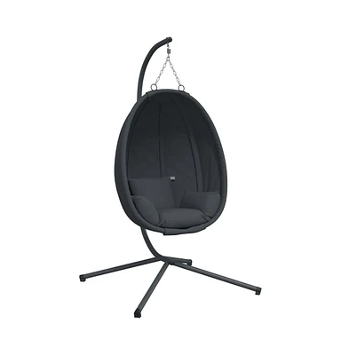 Hanging Egg Chair with Stand Anthracite Fabric and Steel