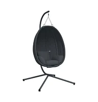 Hanging Egg Chair with Stand Anthracite Fabric and Steel