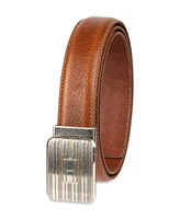 Tommy Hilfiger Men's Engine Turned Plaque Buckle Belt