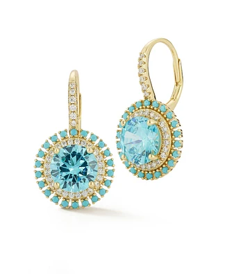 Rachel Zoe 14K Gold Plated Sterling Silver Turquoise Halo Earrings