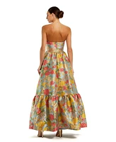 Mac Duggal Women's Strapless Brocade Floral Gown With Ruffle Hem