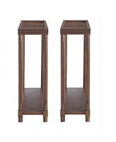 Set of Two Rectangular End Tables with Shelf – Practical and Stylish Wood for Small Spaces