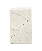 Whitewash Solid Wood End Table – 20-Inch Handmade Square Block Style