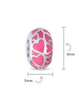Bling Jewelry Pink Red Silver Heart Murano Glass Charm Bead European Bracelets
