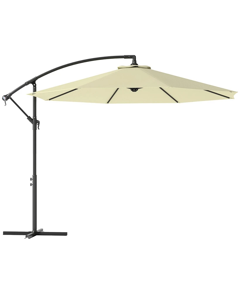 Outsunny Outdoor Crank Umbrella Deck Sun Protection Shade Canopy w/ Stable Base