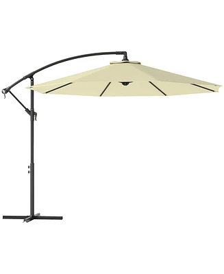 Outsunny Outdoor Crank Umbrella Deck Sun Protection Shade Canopy w/ Stable Base