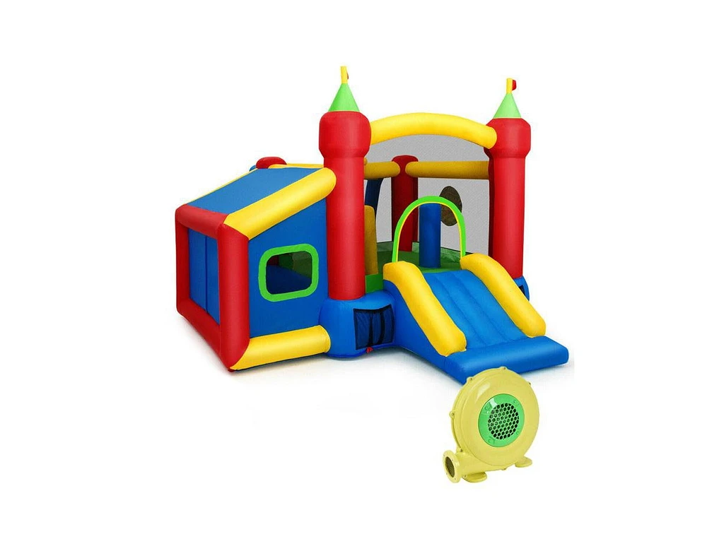 7-in-1 Kids Inflatable Bounce House with Ocean Balls and 480W Blower