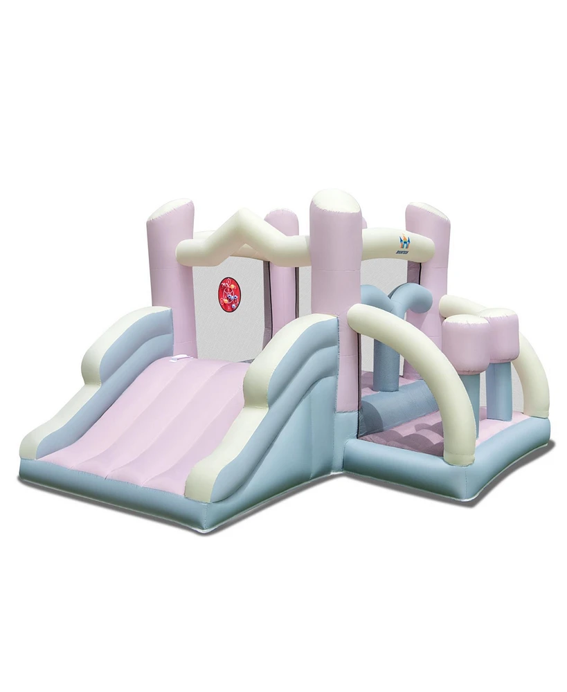 Kids Bounce House with Slide and 2 Boxing Columns Bouncy Castle for Party without Blower