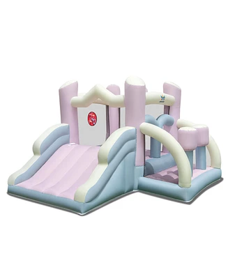 Kids Bounce House with Slide and 2 Boxing Columns Bouncy Castle for Party without Blower