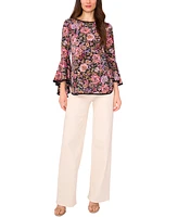Sam & Jess Women's Floral-Print Bell-Sleeve Top